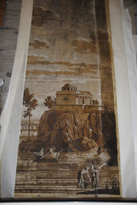 revêtement mural : Eglise sur un rocher (série des vues d'Italie), vue générale