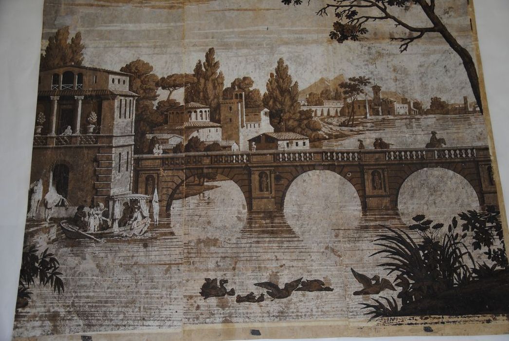 revêtement mural : Pont (série des vues d'Italie), vue partielle