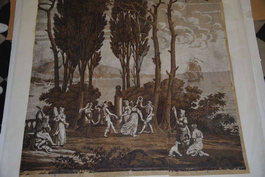 revêtement mural : Scène de danse (série des vues d'Italie), vue partielle