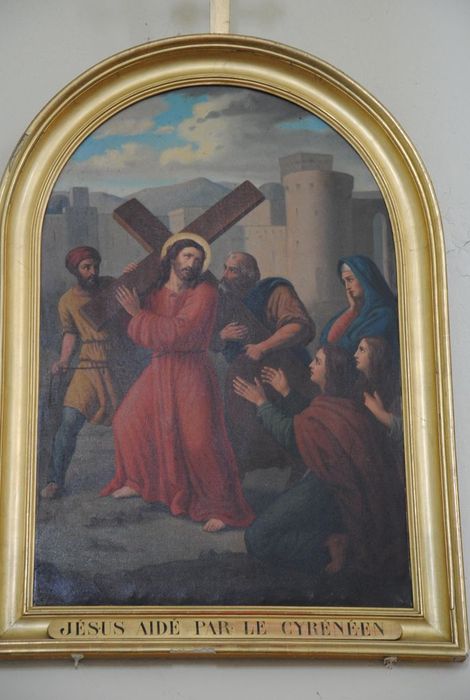 tableau : Chemin de croix, Jésus aidé par le Cyrénéen