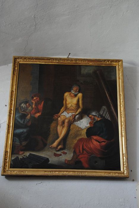 tableau, cadre : Job assis sur son fumier - © Ministère de la Culture (France), Médiathèque du patrimoine et de la photographie, Conservation des antiquités et des objets d’art de l’Ardèche – Tous droits réservés
