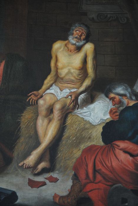 tableau : Job assis sur son fumier - © Ministère de la Culture (France), Médiathèque du patrimoine et de la photographie, Conservation des antiquités et des objets d’art de l’Ardèche – Tous droits réservés