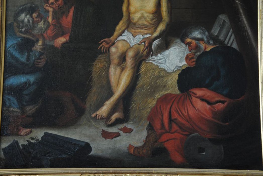 tableau : Job assis sur son fumier, détail - © Ministère de la Culture (France), Médiathèque du patrimoine et de la photographie, Conservation des antiquités et des objets d’art de l’Ardèche – Tous droits réservés