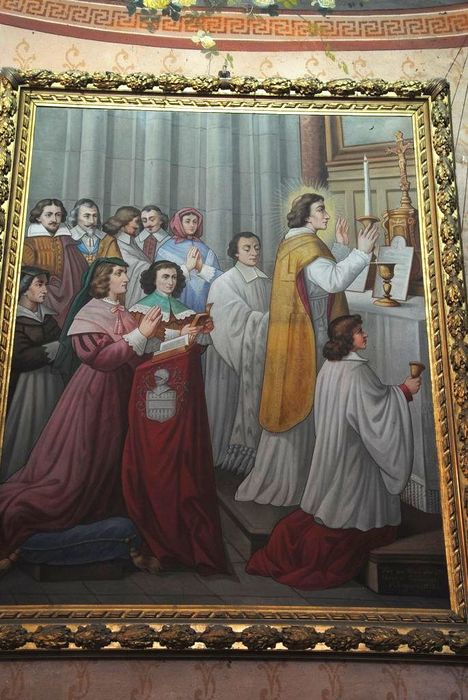 tableau avec cadre : Saint Jean Baptiste de La Salle célébrant la messe