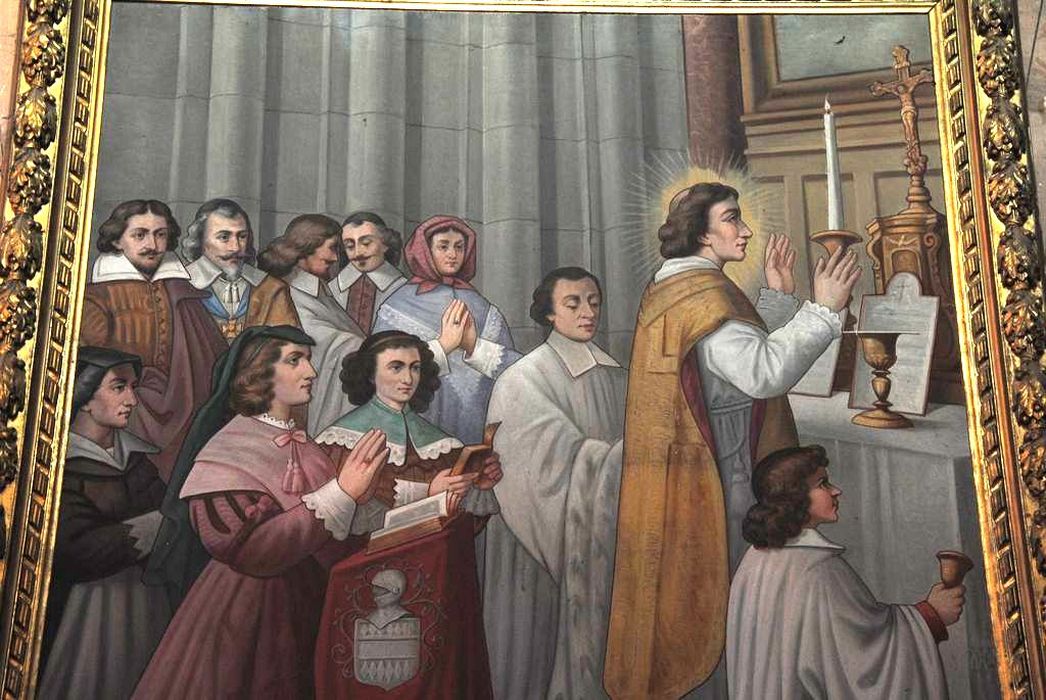 tableau avec cadre : Saint Jean Baptiste de La Salle célébrant la messe, vue générale