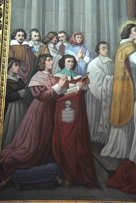 tableau avec cadre : Saint Jean Baptiste de La Salle célébrant la messe, détail