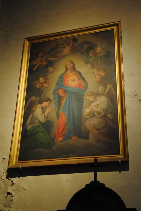 tableau : Christ au Sacré-Coeur adoré par deux anges