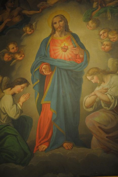 tableau : Christ au Sacré-Coeur adoré par deux anges