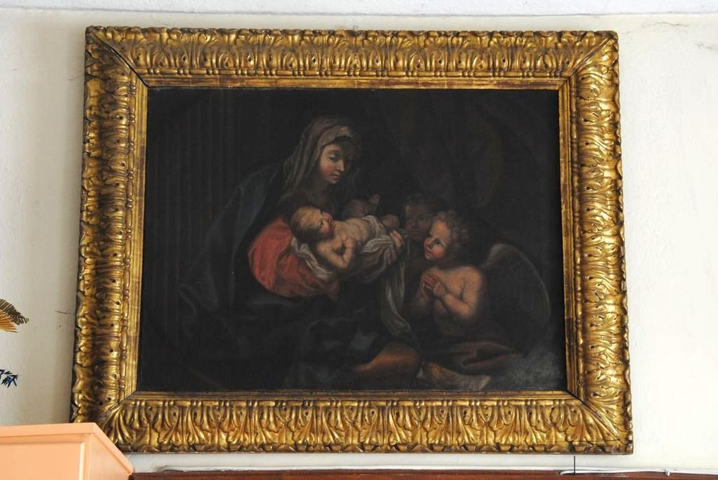 tableau, cadre : Vierge à l'Enfant avec anges adorateurs - © Ministère de la Culture (France), Médiathèque du patrimoine et de la photographie, Conservation des antiquités et des objets d’art de l’Ardèche – Tous droits réservés