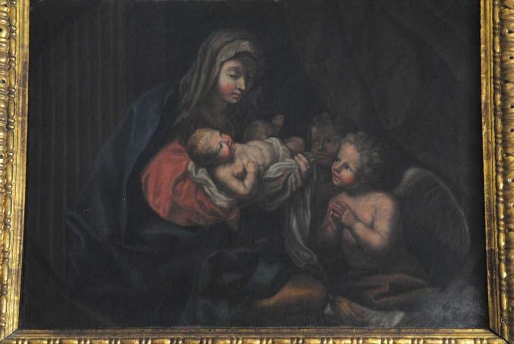 tableau : Vierge à l'Enfant avec anges adorateurs - © Ministère de la Culture (France), Médiathèque du patrimoine et de la photographie, Conservation des antiquités et des objets d’art de l’Ardèche – Tous droits réservés