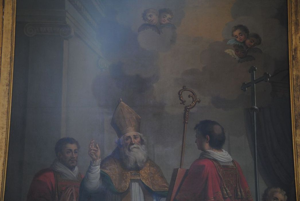 tableau : Saint Amant célébrant la messe, vue partielle - © Ministère de la Culture (France), Conservation des antiquités et des objets d’art de l’Ardèche – Tous droits réservés