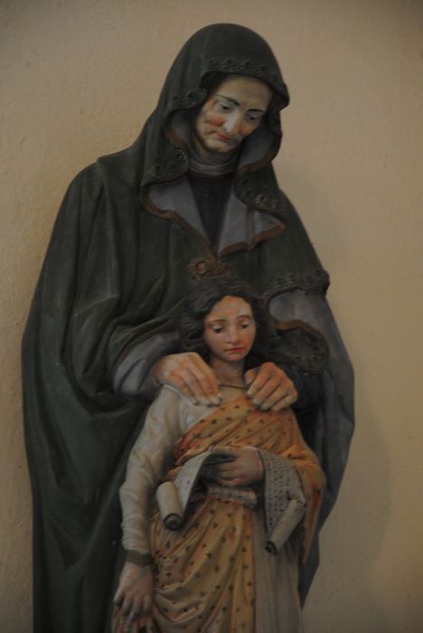 groupe sculpté : Sainte Anne et la Vierge, vue partielle