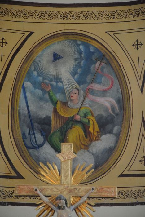 peinture monumentale : motifs peints de la voûte du choeur, détail