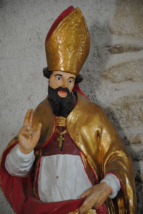 statue : Evêque non identifié, vue partielle - © Ministère de la Culture (France), Médiathèque du patrimoine et de la photographie, Conservation des antiquités et des objets d’art de l’Ardèche – Tous droits réservés