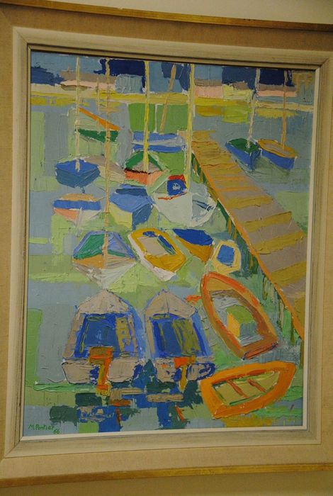 tableau : Barques au port - © Ministère de la Culture (France), Conservation des antiquités et des objets d’art de l’Ardèche – Tous droits réservés