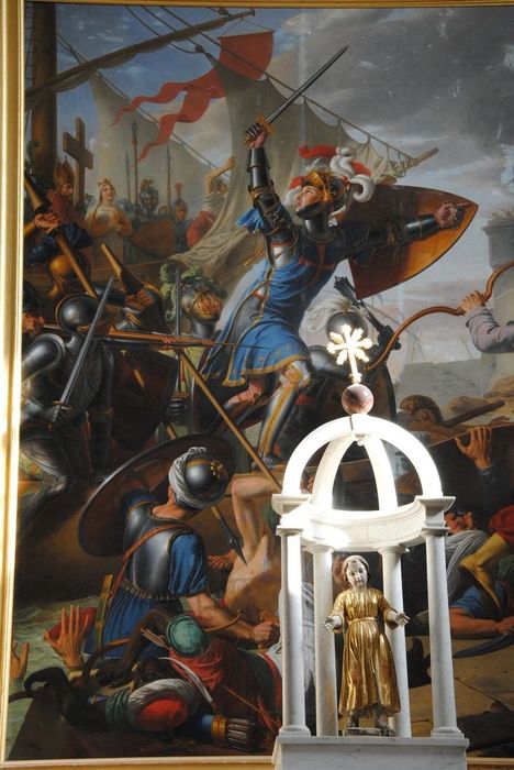 tableau : Saint Louis à la bataille de Damiette - © Ministère de la Culture (France), Conservation des antiquités et des objets d’art de l’Ardèche – Tous droits réservés