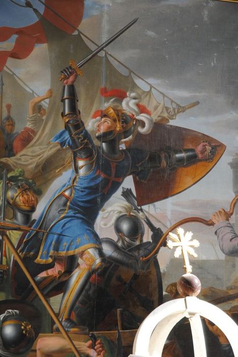 tableau : Saint Louis à la bataille de Damiette - © Ministère de la Culture (France), Conservation des antiquités et des objets d’art de l’Ardèche – Tous droits réservés
