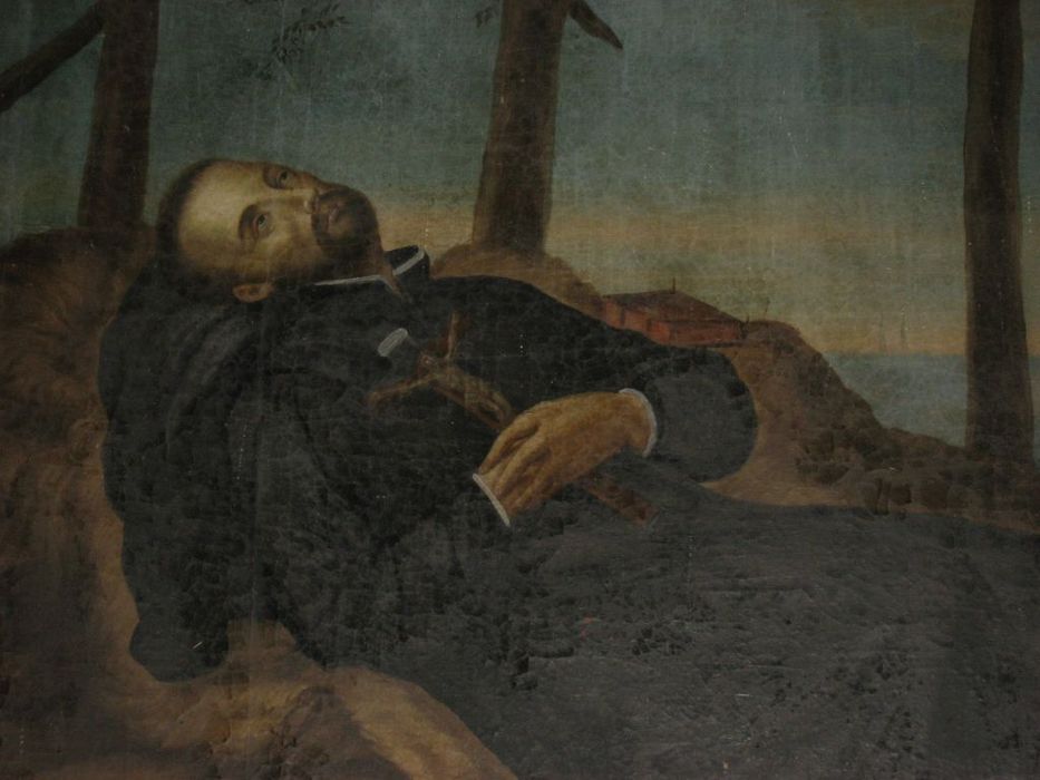 tableau : Mort de saint François Xavier (La), vue partielle