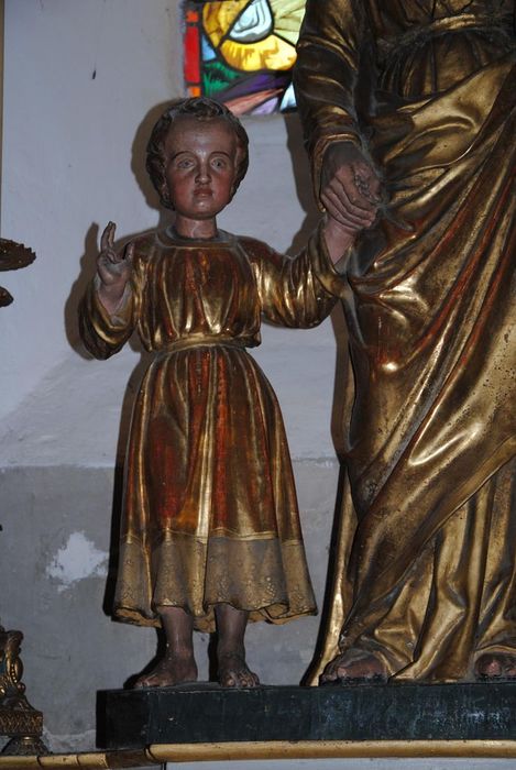 groupe sculpté : Saint Joseph et l'Enfant Jésus, vue partielle