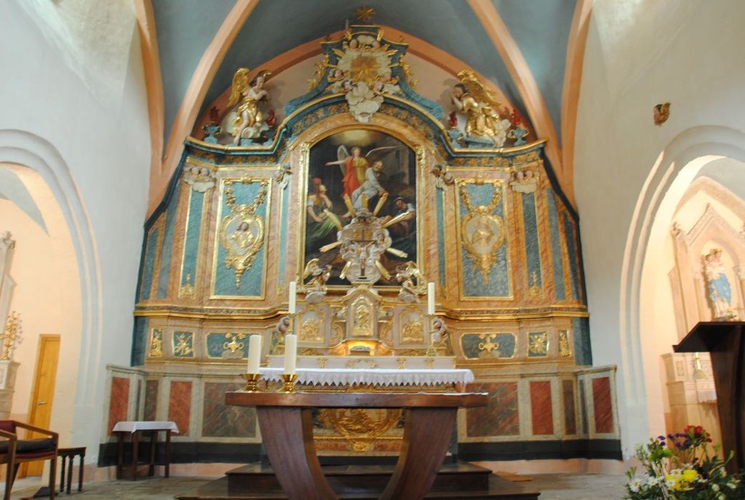 autel, gradin d'autel, tabernacle, retable, tableau : délivrance de saint Pierre par un ange (la)
