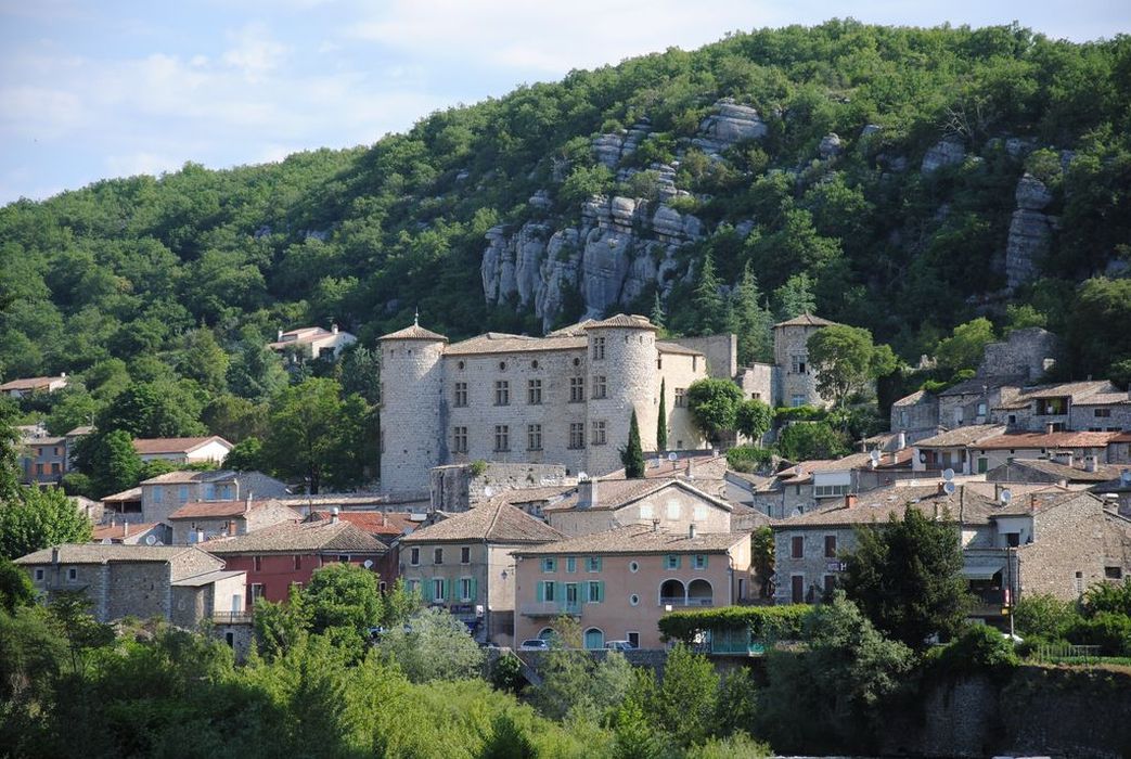 Château : Vue générale du château dans son environnement depuis le Sud-Ouest