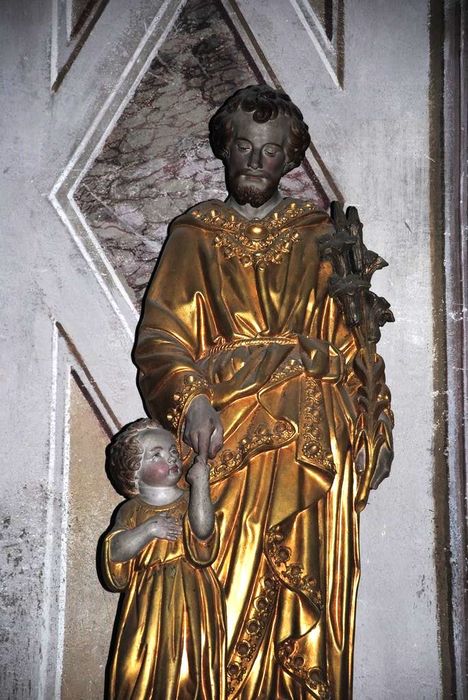 groupe sculpté : Saint Joseph et l'Enfant, vue partielle