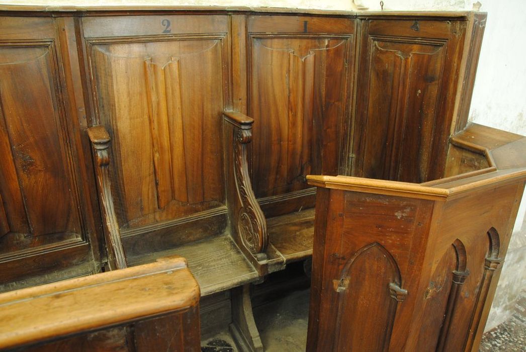 lambris de revêtement du choeur, stalles, vue partielle