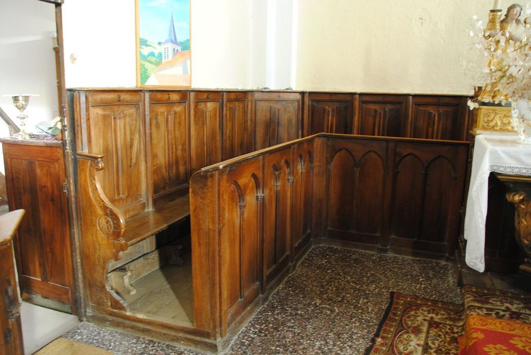 lambris de revêtement du choeur, stalles, vue partielle