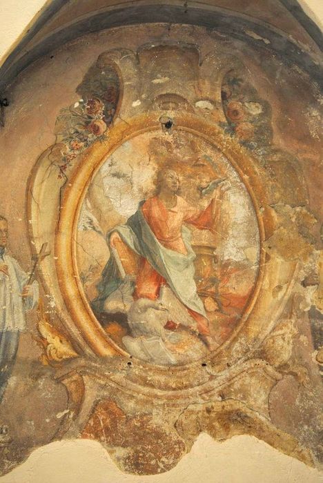 peinture monumentale : Saint Jean l'Evangéliste et saint Jean François Régis, vue partielle - © Ministère de la Culture (France), Médiathèque du patrimoine et de la photographie, Conservation des antiquités et des objets d’art de l’Ardèche – Tous droits réservés