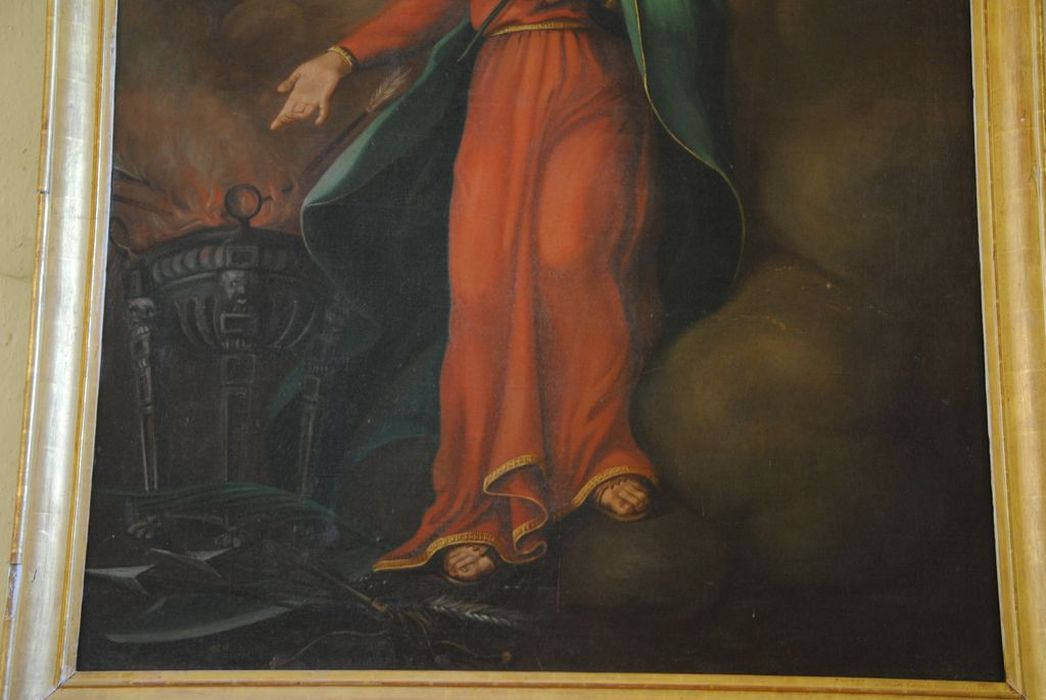 tableau représentant une martyre, détail - © Ministère de la Culture (France), Conservation des antiquités et des objets d’art de l’Ardèche – Tous droits réservés