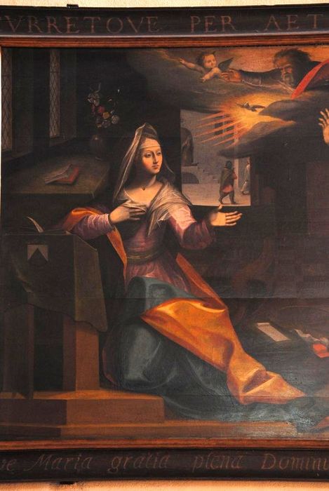 tableau : l'Annonciation, vue partielle - © Ministère de la Culture (France), Médiathèque du patrimoine et de la photographie, Conservation des antiquités et des objets d’art de l’Ardèche – Tous droits réservés
