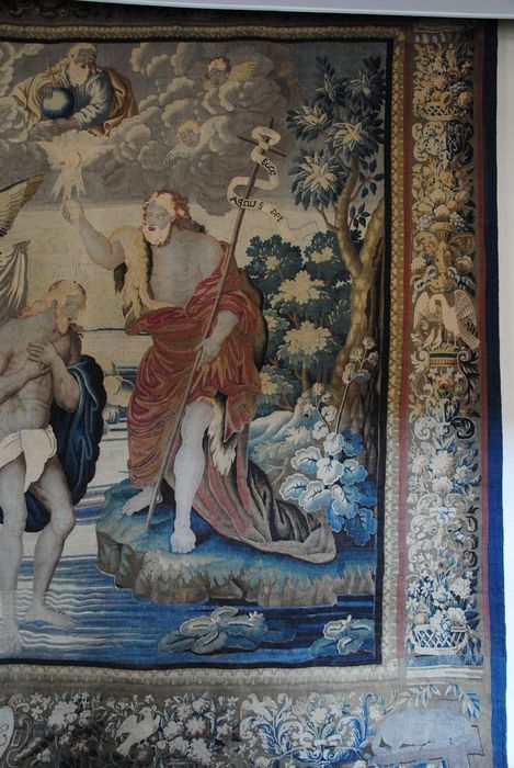 Pièce murale : Scènes de la vie du Christ, baptême (le), vue partielle