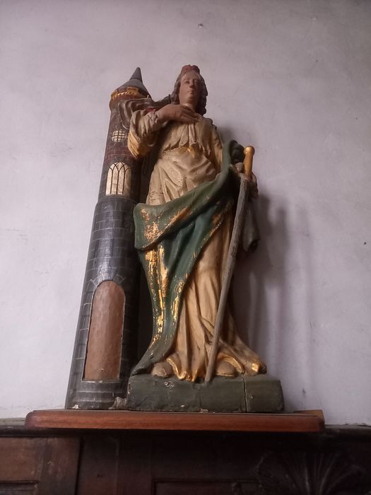 statue : Sainte Barbe - © Ministère de la Culture (France), Conservation des antiquités et des objets d’art des Ardennes – Tous droits réservés 