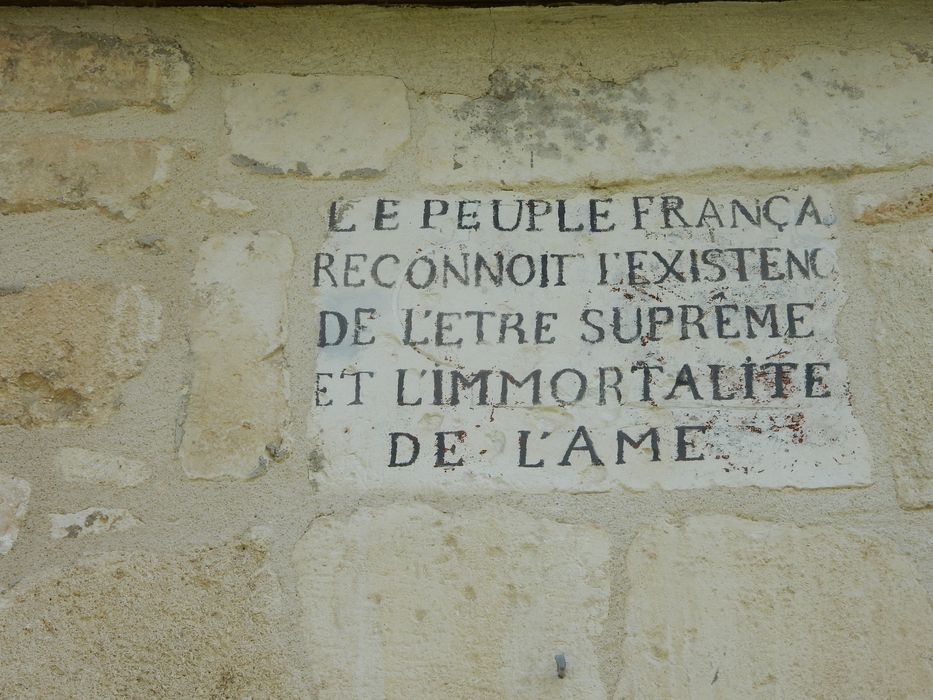 plaque commémorative de dédicace à l'Etre Suprême