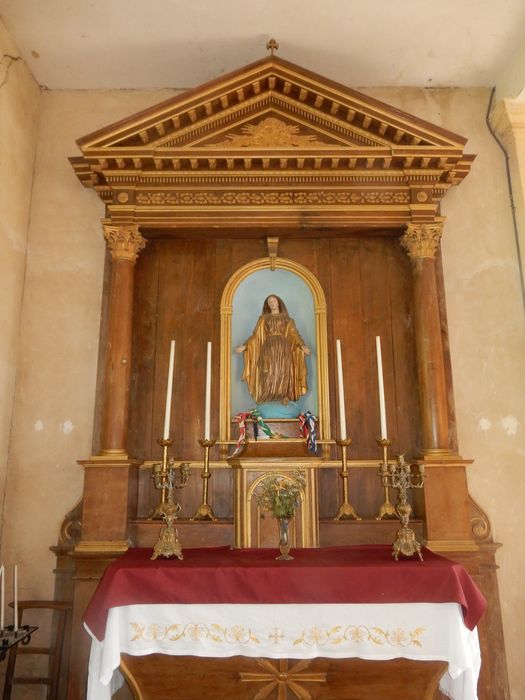 autel latéral, retable, statue : Vierge dite de la Médaille miraculeuse
