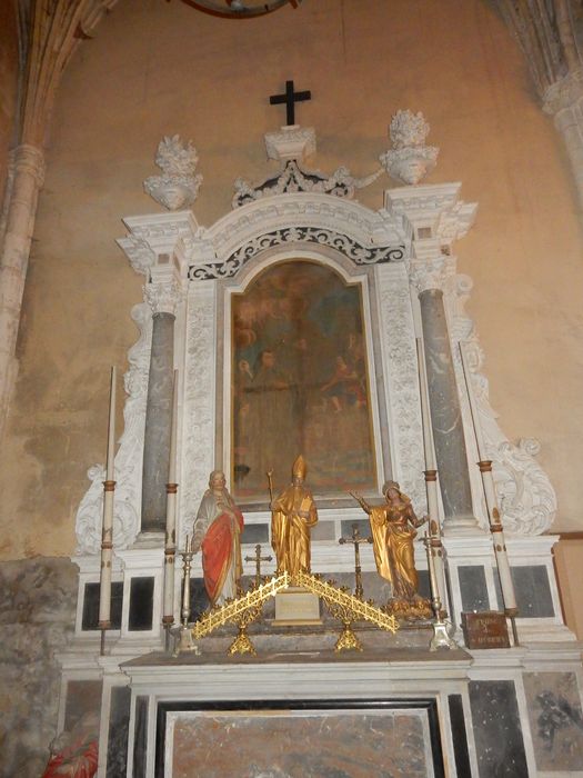 Autel latéral nord, retable et tableau : Conversion de saint Hubert