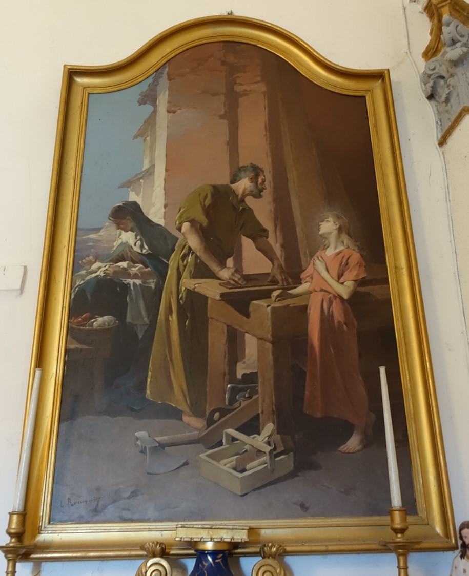tableau : La Sainte Famille dans l'atelier du charpentier saint Joseph, vue générale