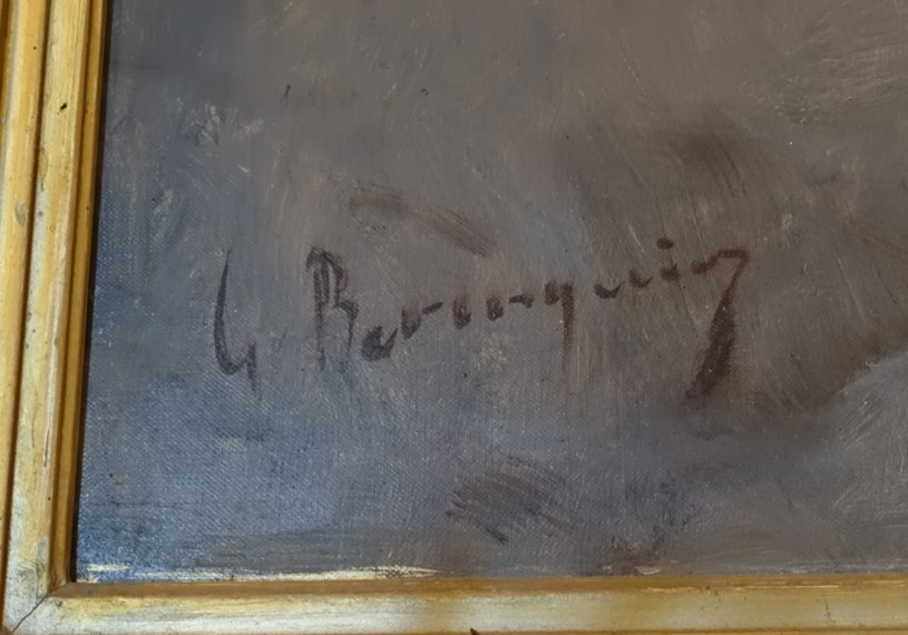 tableau : La Sainte Famille dans l'atelier du charpentier saint Joseph, signature