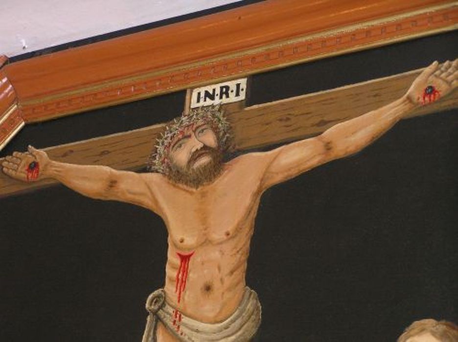 tableau : Crucifixion, détail - © Ministère de la Culture (France), Conservation des antiquités et des objets d’art de l'Ariège – Tous droits réservés 