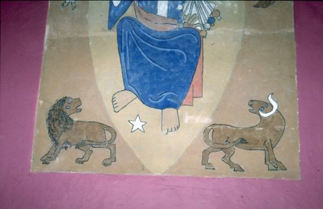 peinture monumentale (fresque) : Christ en Majesté, détail - © Ministère de la Culture (France), Conservation des antiquités et des objets d’art de l'Ariège – Tous droits réservés 