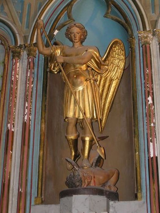 statue : Saint Michel terrassant le démon - © Ministère de la Culture (France), Conservation des antiquités et des objets d’art de l'Ariège – Tous droits réservés