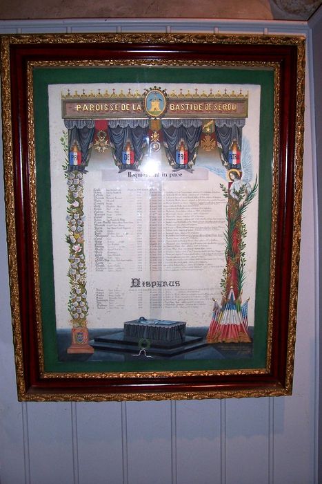 tableau commémoratif des morts de la guerre de 1914-1918 - © Ministère de la Culture (France), Conservation des antiquités et des objets d’art de l'Ariège – Tous droits réservés 