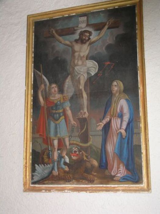 tableau : Crucifixion avec la Vierge et saint Michel