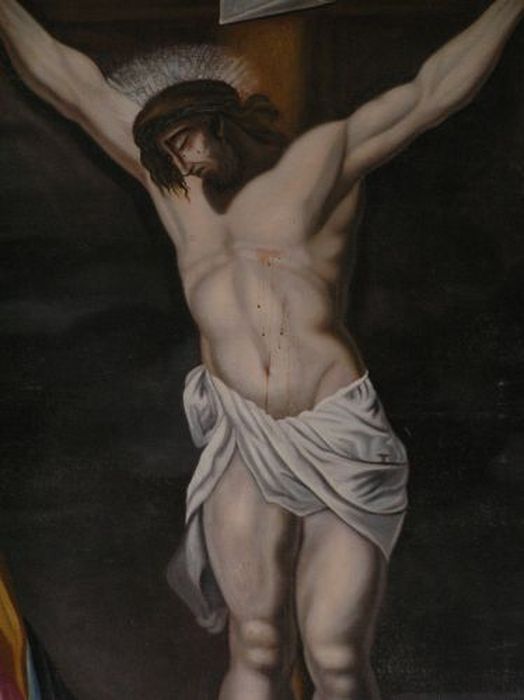 tableau : Crucifixion (la), vue partielle - © Ministère de la Culture (France), Conservation des antiquités et des objets d’art de l'Ariège – Tous droits réservés 