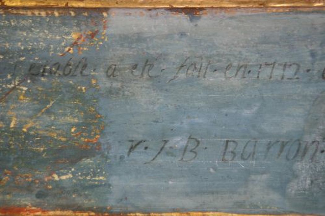 retable du maître-autel, détail de l’inscription