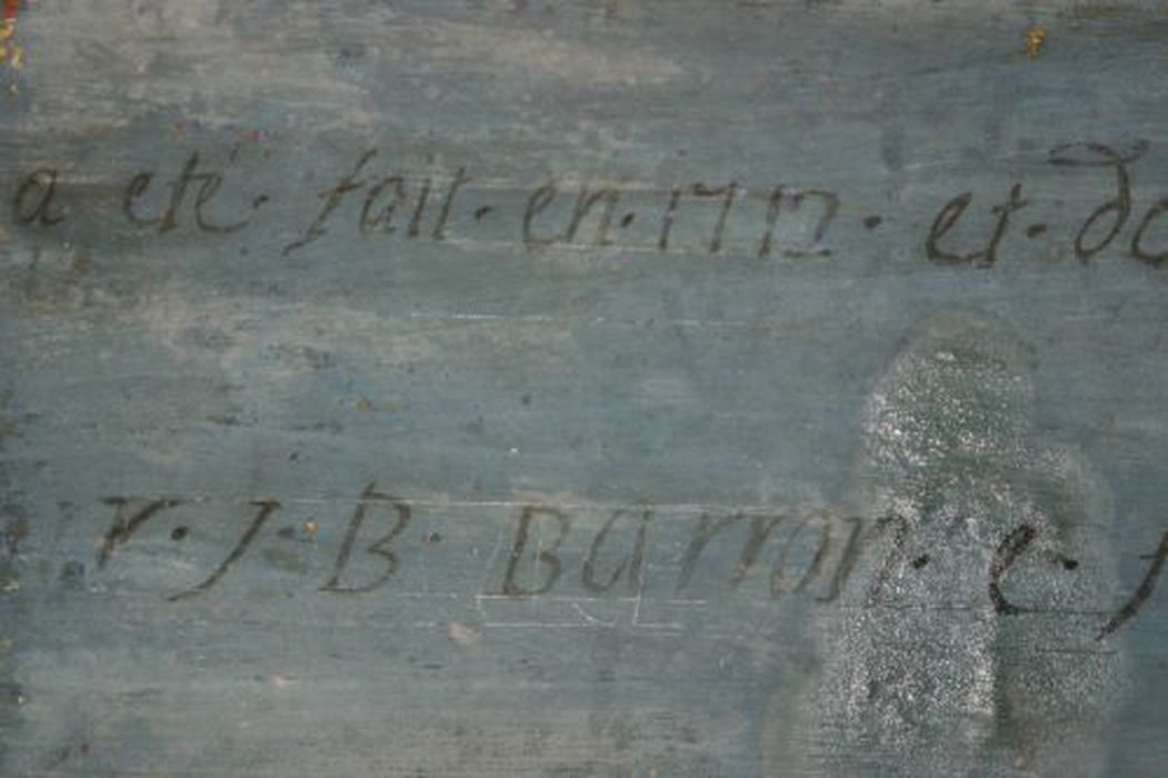 retable du maître-autel, détail de l’inscription