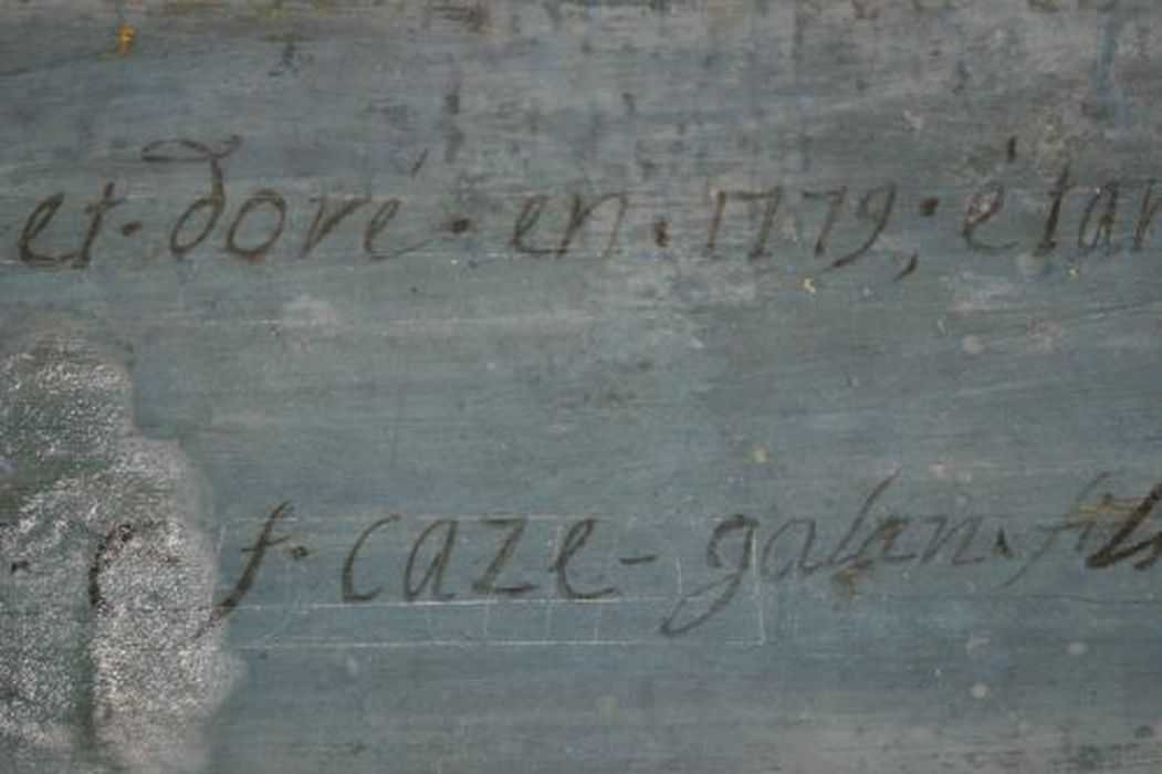 retable du maître-autel, détail de l’inscription
