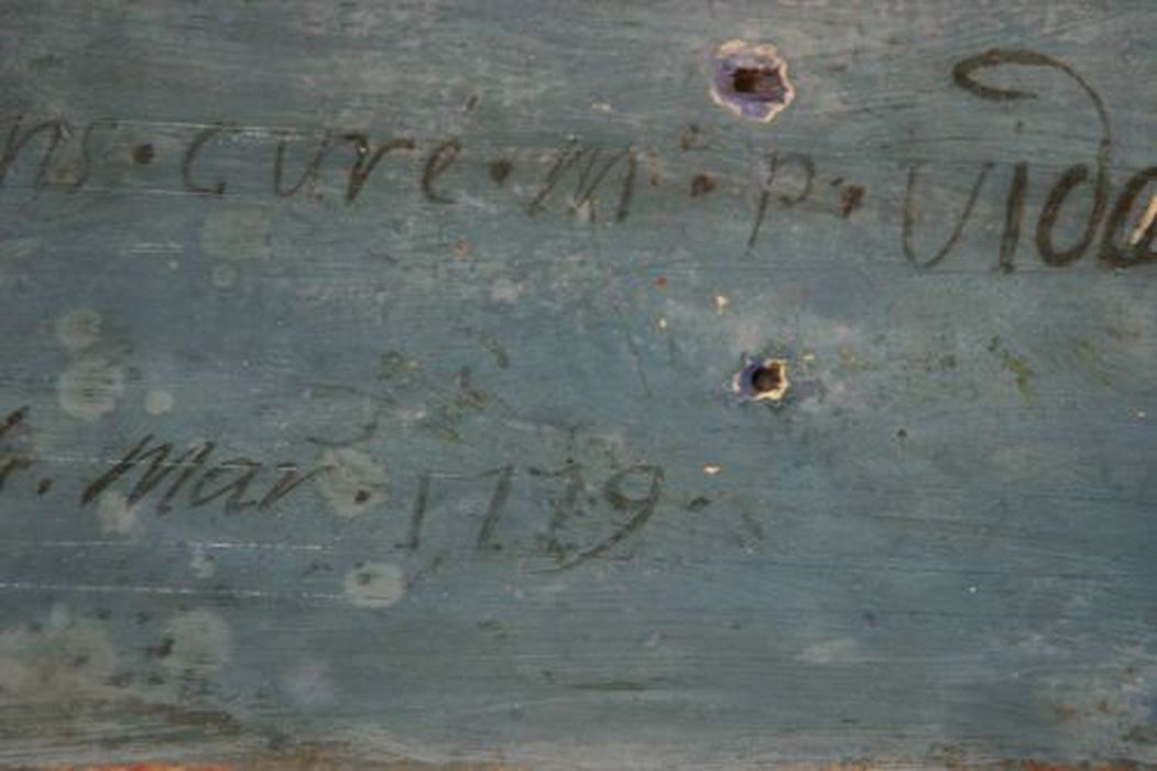 retable du maître-autel, détail de l’inscription
