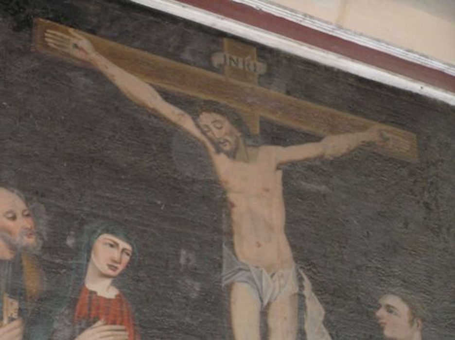 tableau : Crucifixion (la), vue partielle - © Ministère de la Culture (France), Conservation des antiquités et des objets d’art de l'Ariège – Tous droits réservés 