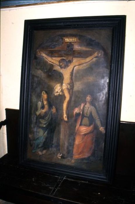 Tableau et son cadre : Crucifixion avec la Vierge et saint Jean